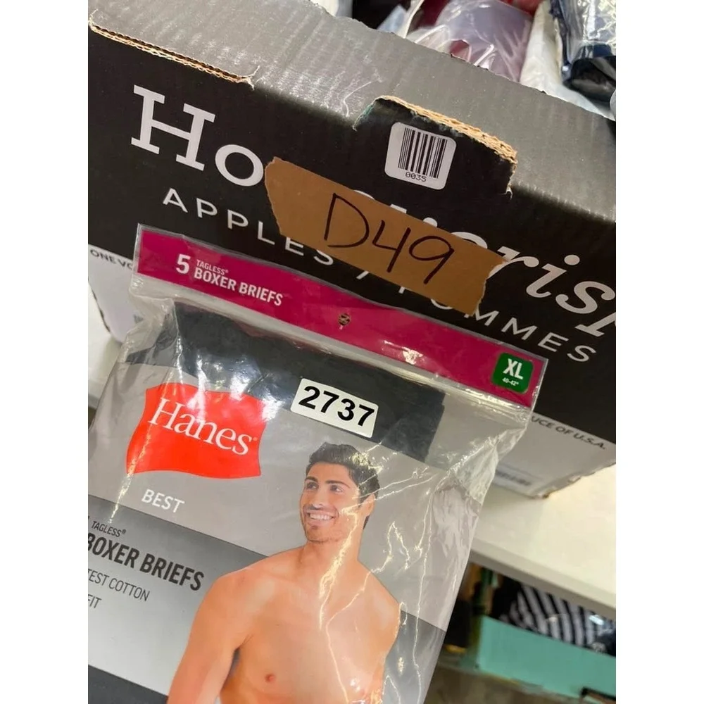 Hanes Best Mens 5 Pack Tagless Boxer Briefs Black XL 40-42